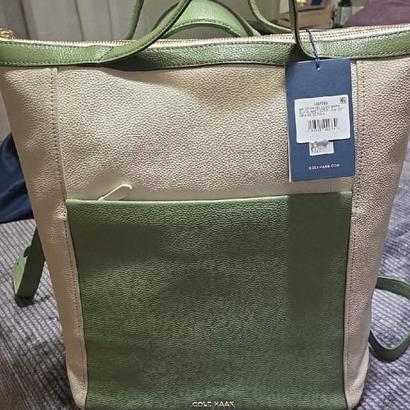 Cole Haan Handbags - Cole Haan Women's Green and Cream Backpack